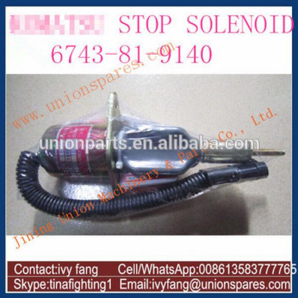 6743-81-9141 Stop Solenoid for Komatsu PC300-7 PC360-7 6D114 Engine Parts #1 image