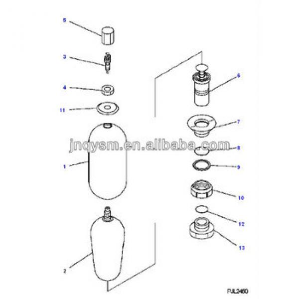 Accumulator for pc200-7, 20Y-970-6450, excavator hydraulic part, Excavator spare parts #1 image